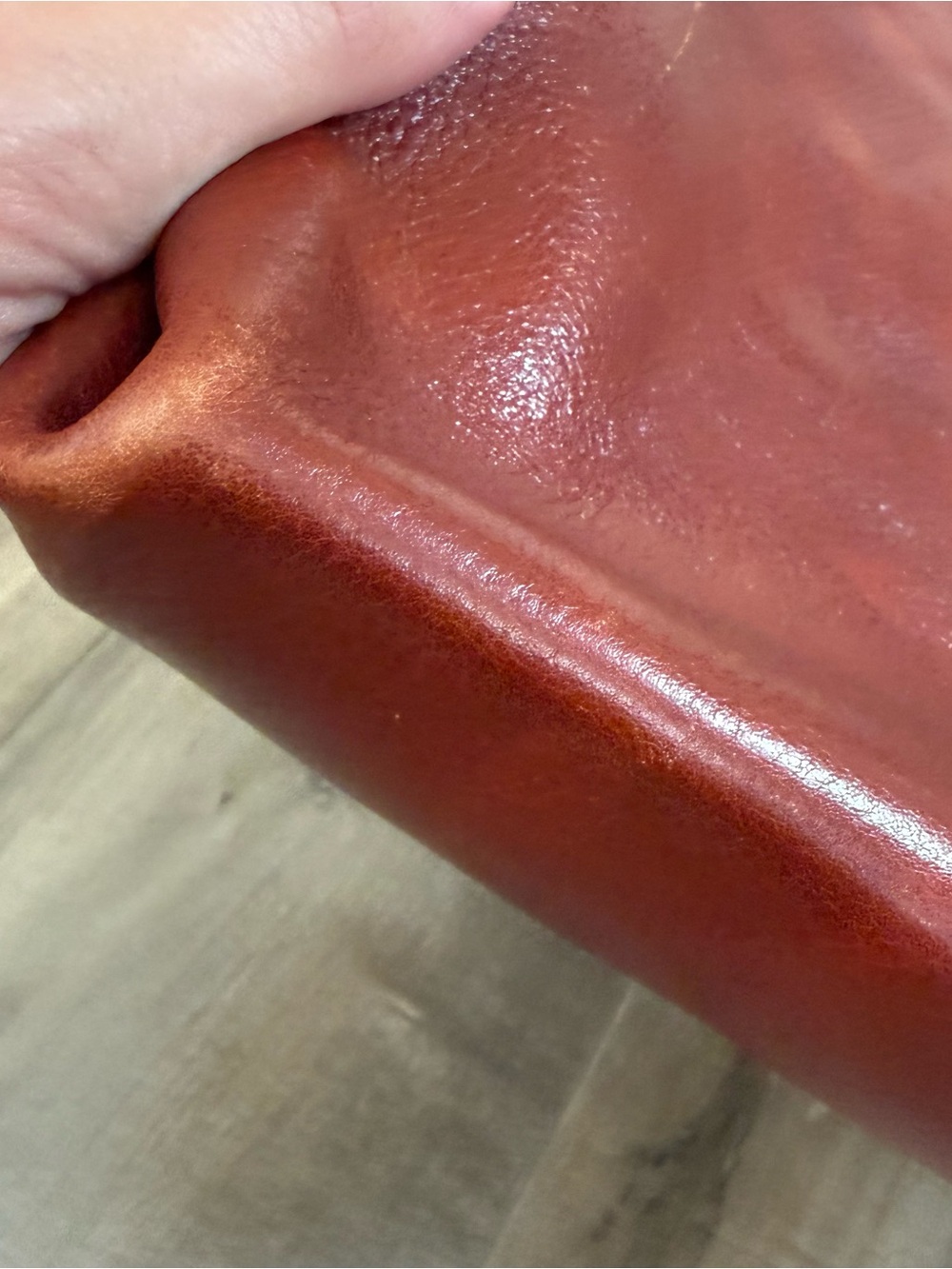 Florence Leather Handbag Purse Made in Italy Glossy Orange Brown Shoulder Bag - Picture 14 of 16